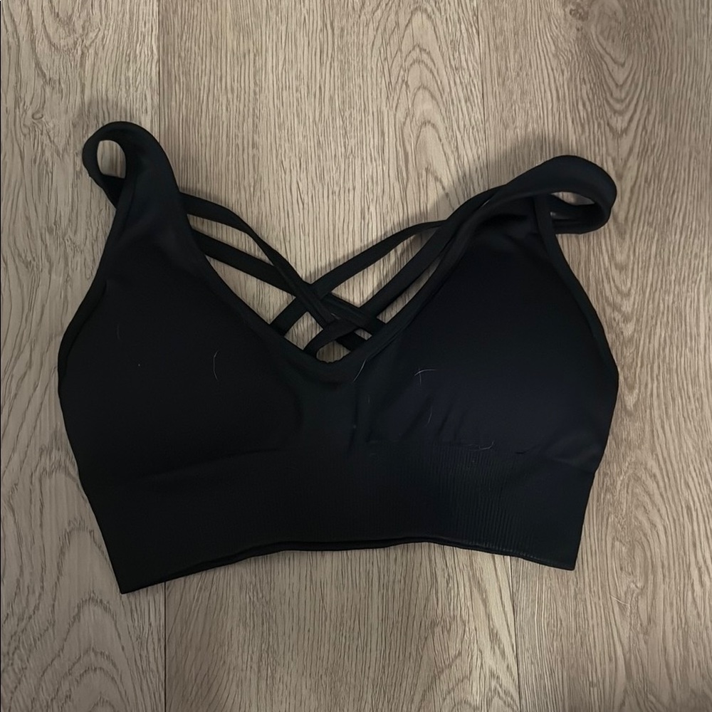 Black Cross Back Sports Bra